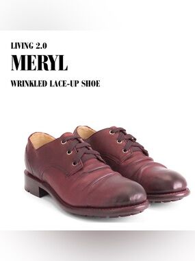 Fluevog NEARLY NEW Living 2.0 Meryl wrinkled leather red lace-up shoe -8/8.5